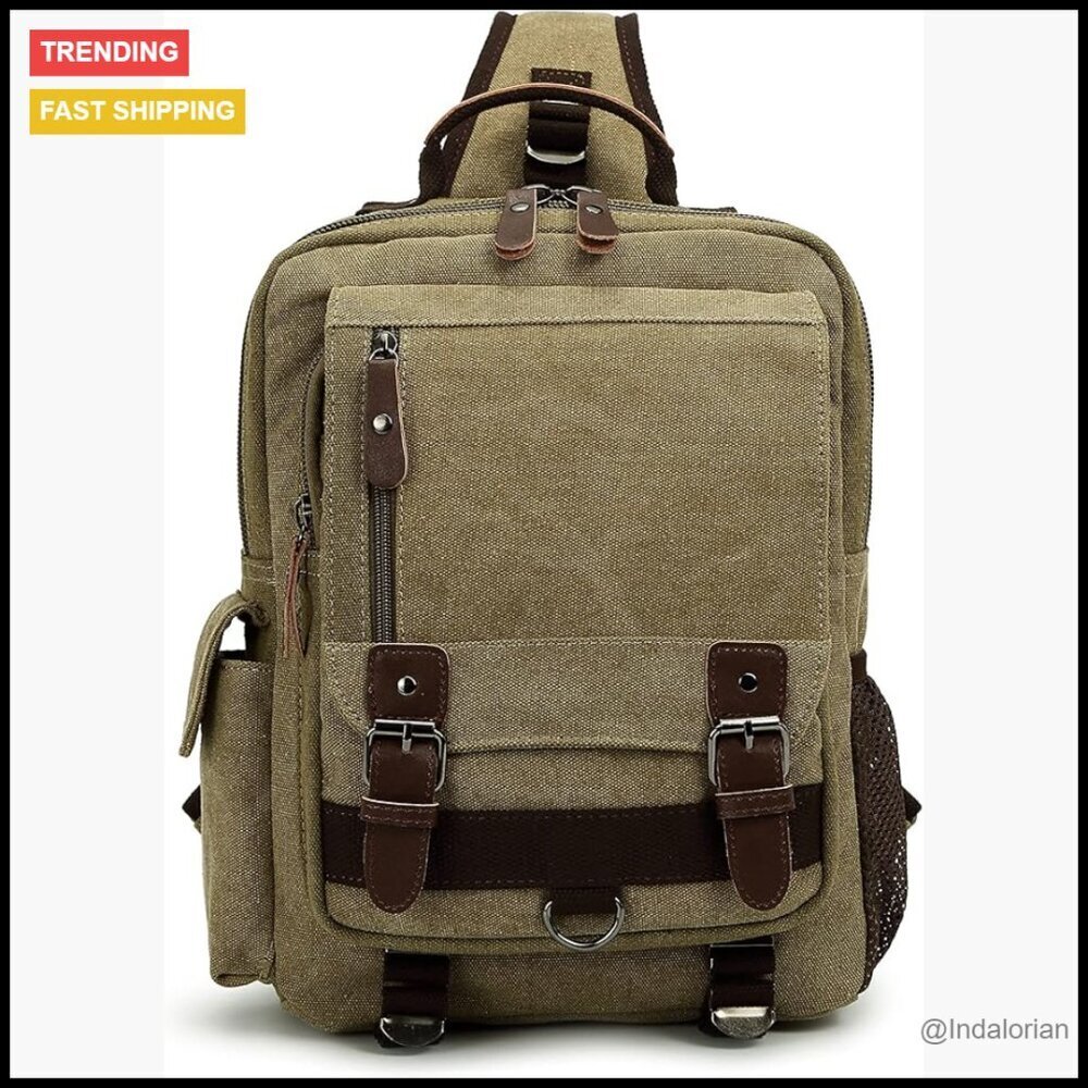 Canvas Messenger Bag Retro Crossbody Shoulder Sling Bag Adjustable Strap